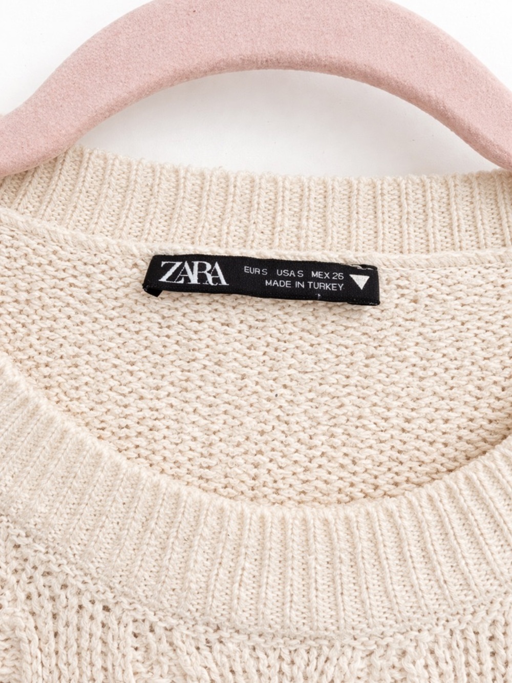 ZARA Cream Open Knit Sweater Vest Boho Crochet Pointelle Sleeveless Top S/M - Picture 5 of 5